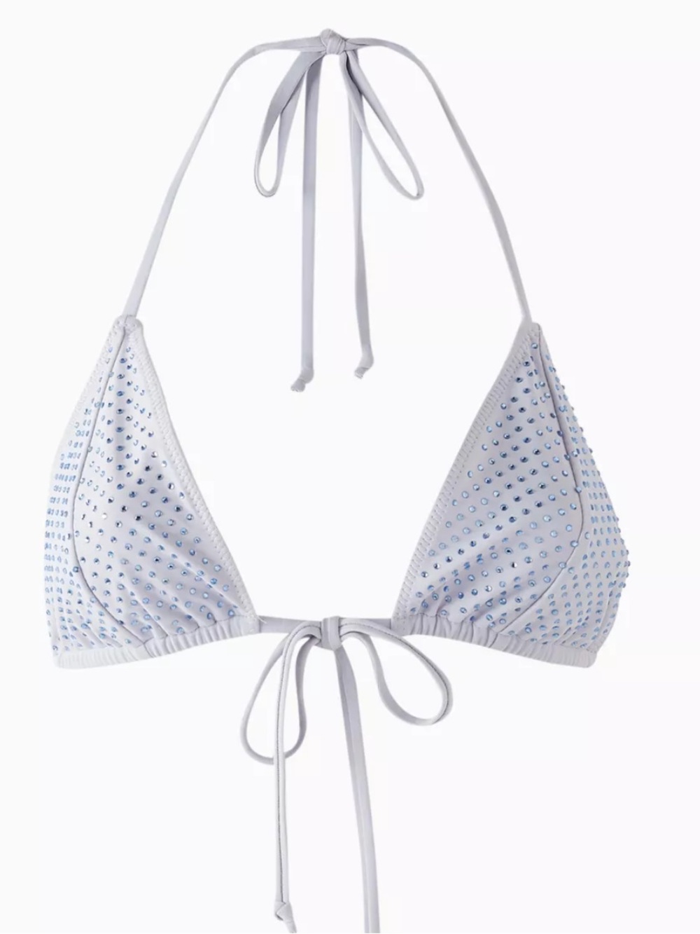 Good American Light Blue Rhinestone triangle bikini top